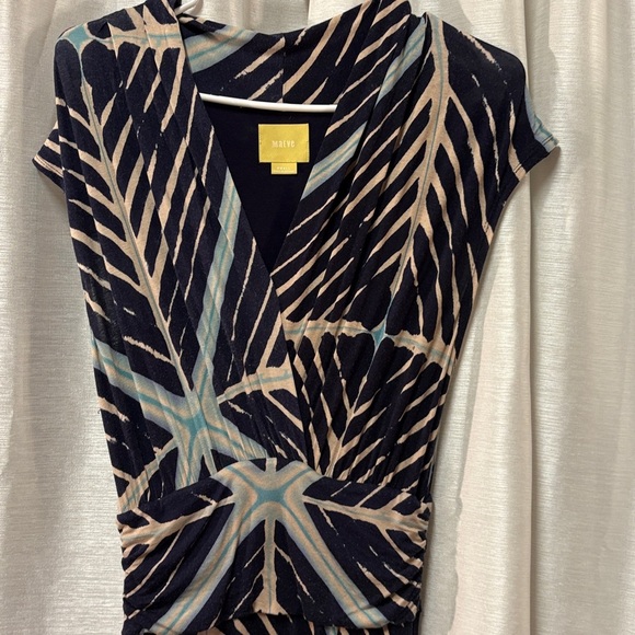 Maeve Anthropologie Desert Star Maxi Cap Sleeve Wrap Navy Geometric Dress Small - Picture 7 of 10